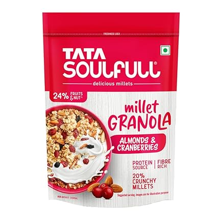 Tata Soulfull Millet Granola, Almonds And Cranberries, 400g,