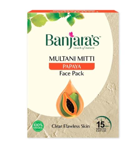 Banjara's Multani Mitti + Papaya Face Pack Powder - 100g (5*20g)