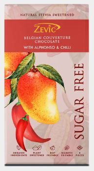 BELGIAN COUVERTURE CHOCOLATE WITH ALPHONSO AND CHILLI - 8pcs/96grms