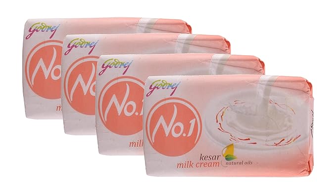 Godrej No.1 Kesar & Milk Cream Bathing Soap, 125gm (Pack of 4)