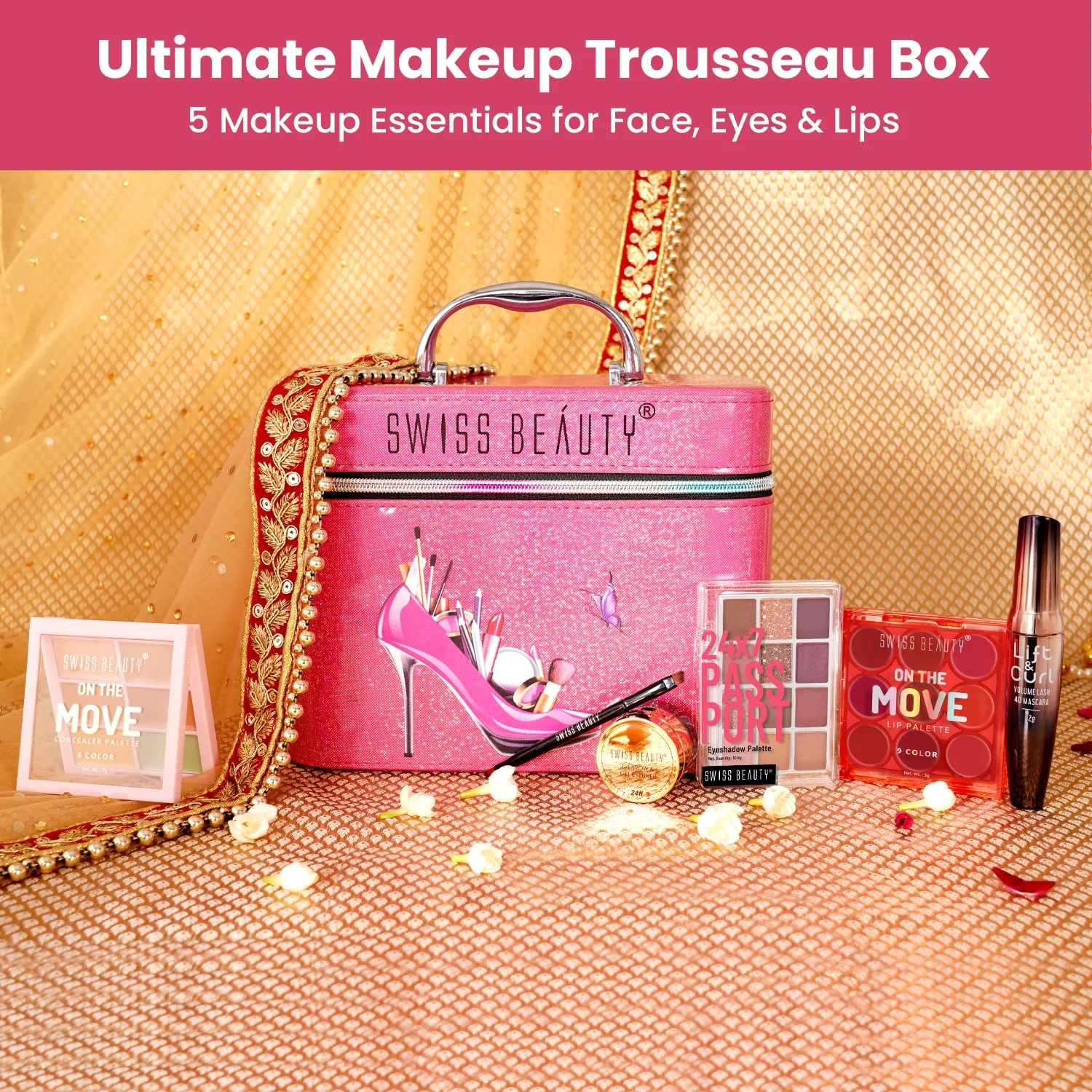 SWISS BEAUTY ULTIMATE MAKEUP TROUSSEAU BOX WITH FREE TRUNK VANITY