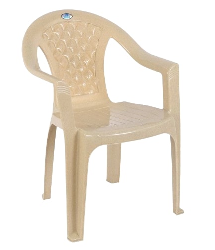 Nilkamal CHR2150 Plastic Arm Chair-Marble Beige