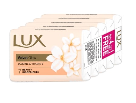 LUX Velvet Glow Jasmine & Vitamin E Bathing Beauty Soaps 150g (Buy4+Get1Free)