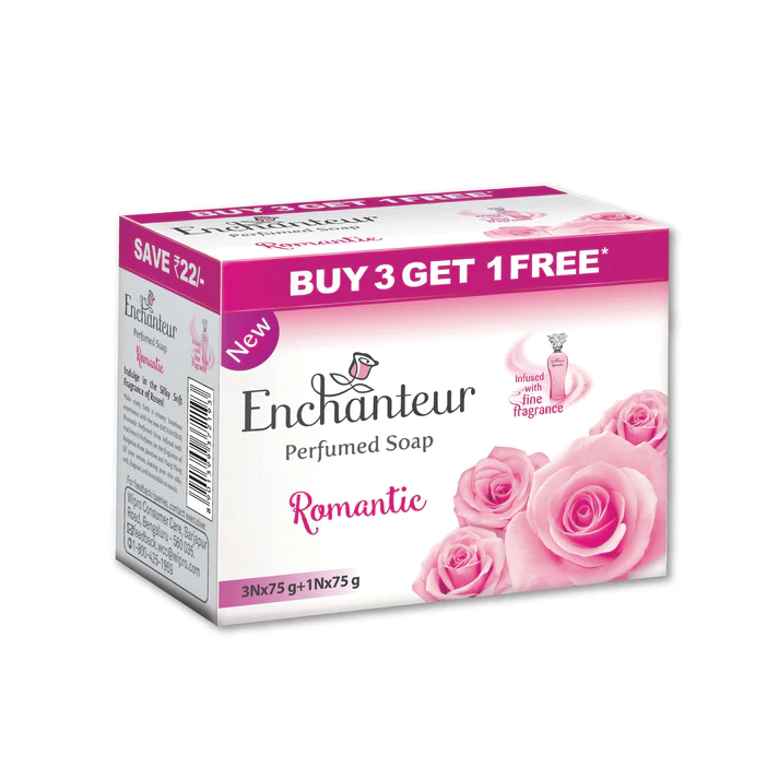 Enchanteur Perfumed Romantic Bathing Bar, Pack of 3+1