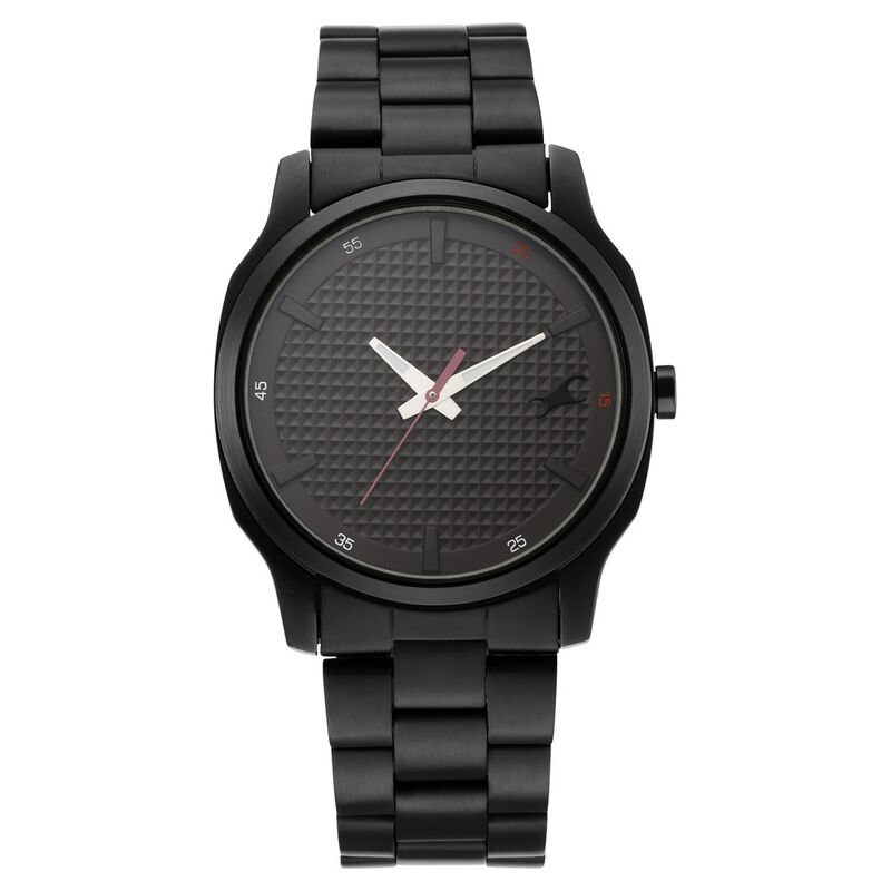 Fastrack Stunners Quartz Analog Black Dial Metal Strap Watch for Guys