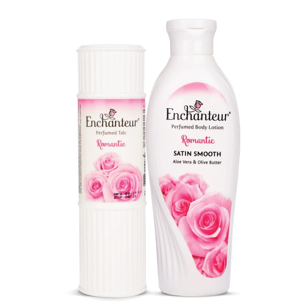 Enchanteur Romantic Perfumed Body Talc 125gms & Romantic Hand and Body Lotion 250ml
