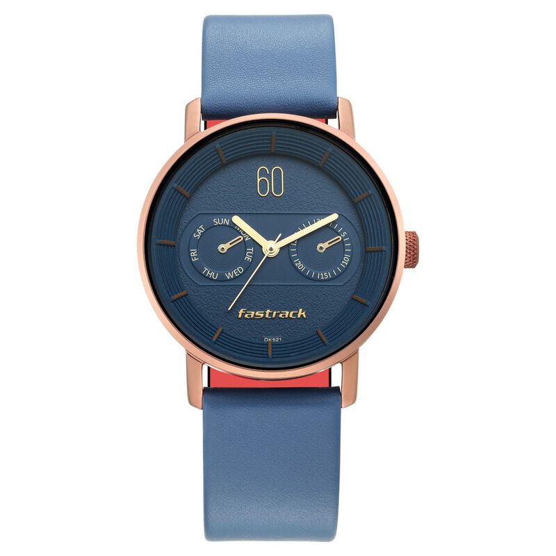 Fastrack Blue Dial Leather Strap Watch for Girls