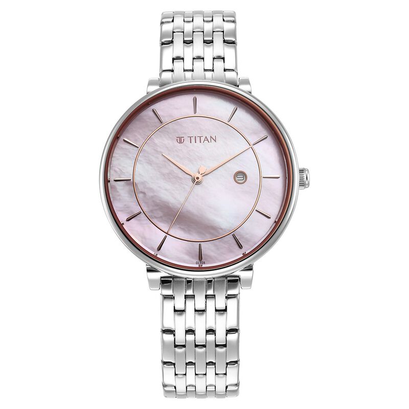 Titan Premium Workwear Mother of pearl Dial Analog with Date Stainless Steel Strap watch for Women