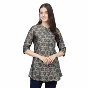 Divena Brown Floral Printed Modal A-Line Shirts Style Top