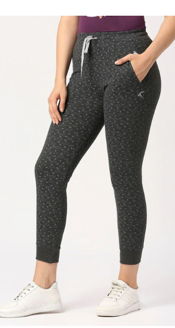 Women Grey Printed Joggers - ZIP TRACK PRINT-CD-RK (8904316987944)