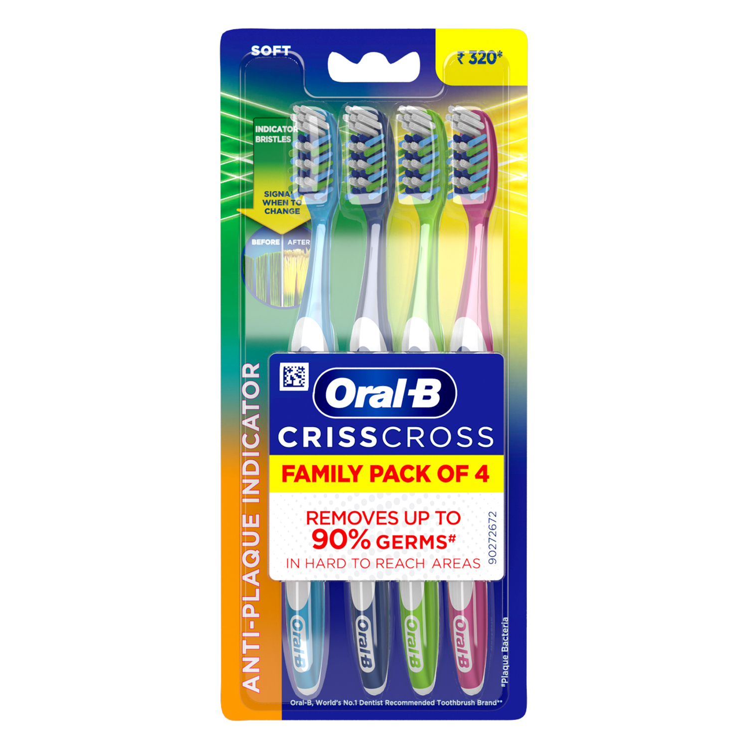 Oral B Criss Cross - Family pack of 4 toothbrushes – Soft