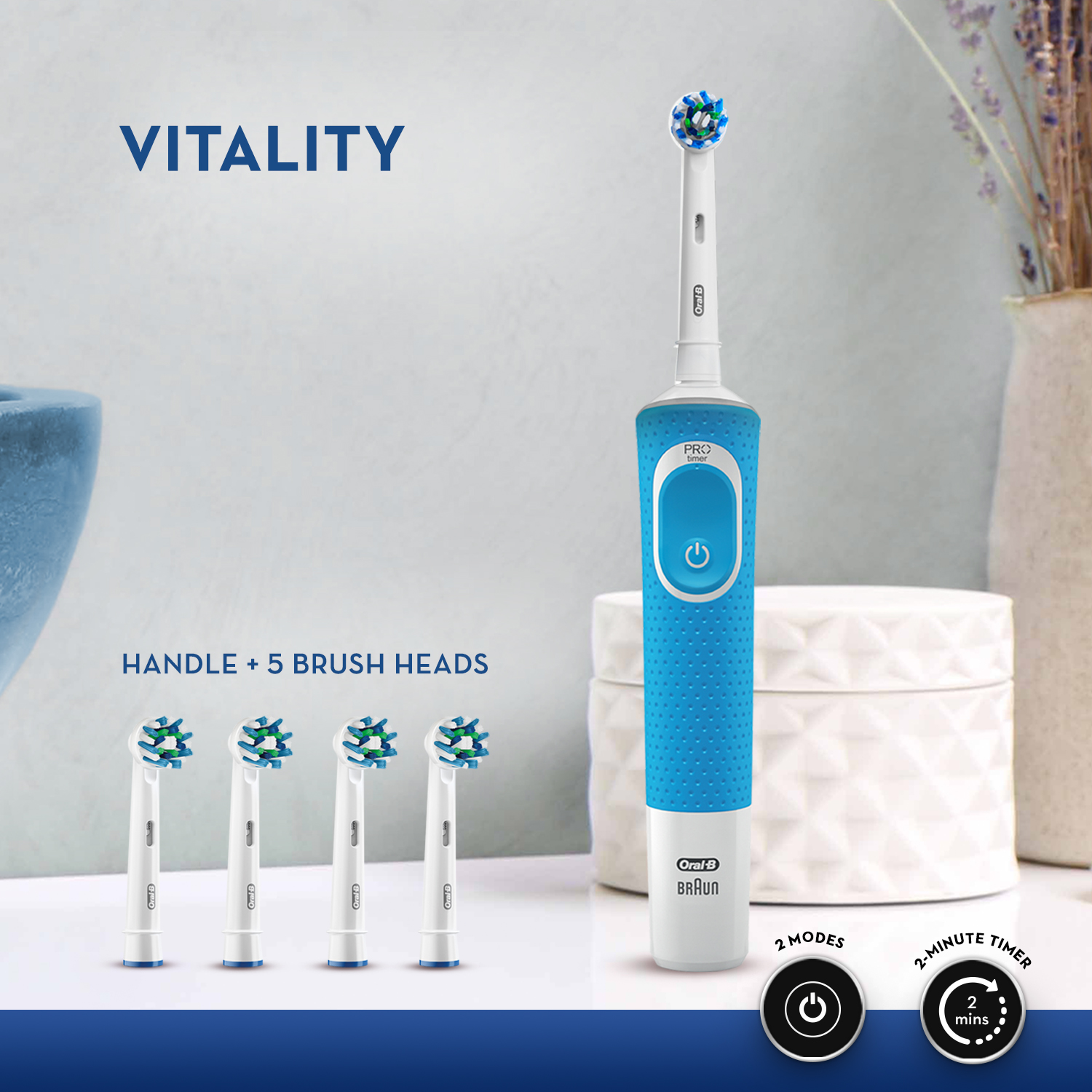 Oral B Vitality 100 Blue Criss Cross Electric Rechargeable Toothbrush Powered By Braun & Oral B Cross