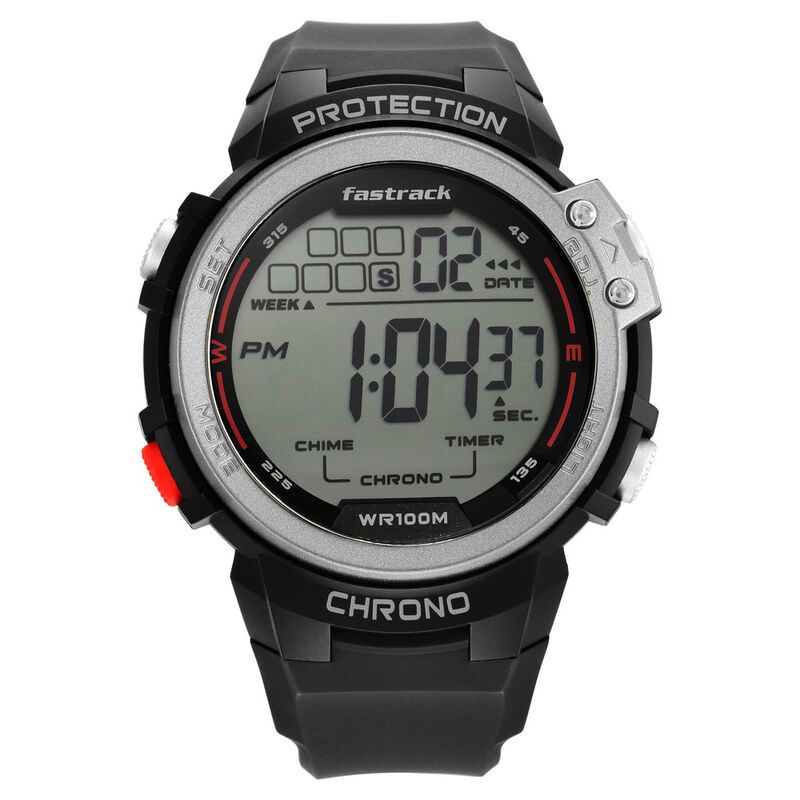 Fastrack Streetwear Digital Grey Dial Silicone Strap Watch for Guys