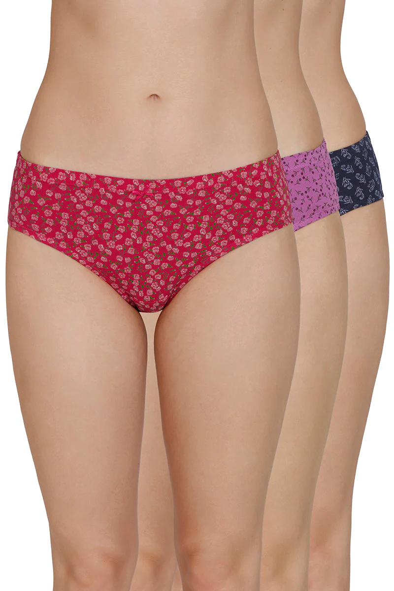 Amante  Inner Elastic Print Mid Rise Bikini Panties (Pack of 3)-B152