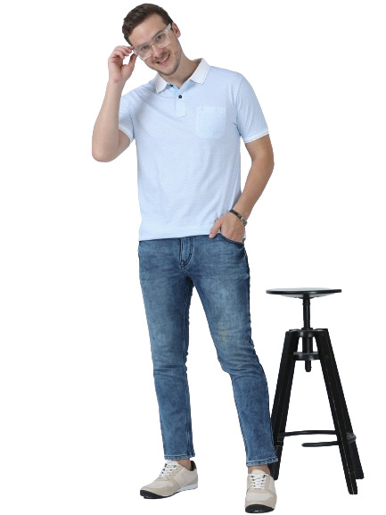 Classic Polo Men's Printed Blue Cotton Half Sleeve T-Shirt | BELLO - 251 A SF P