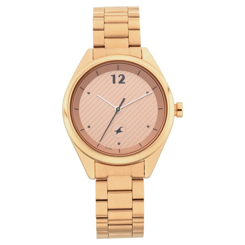 Fastrack Quartz Analog Rose Gold Dial Stainless Steel Strap Watch for Girls