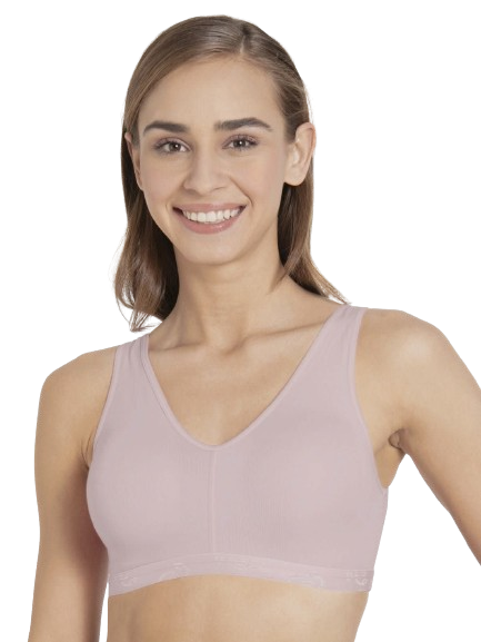 Jockey Women's Wirefree Padded Super Combed Cotton Elastane Stretch Full Coverage Sleep Bra with Removable Pads and Ultrasoft Underband - Mocha