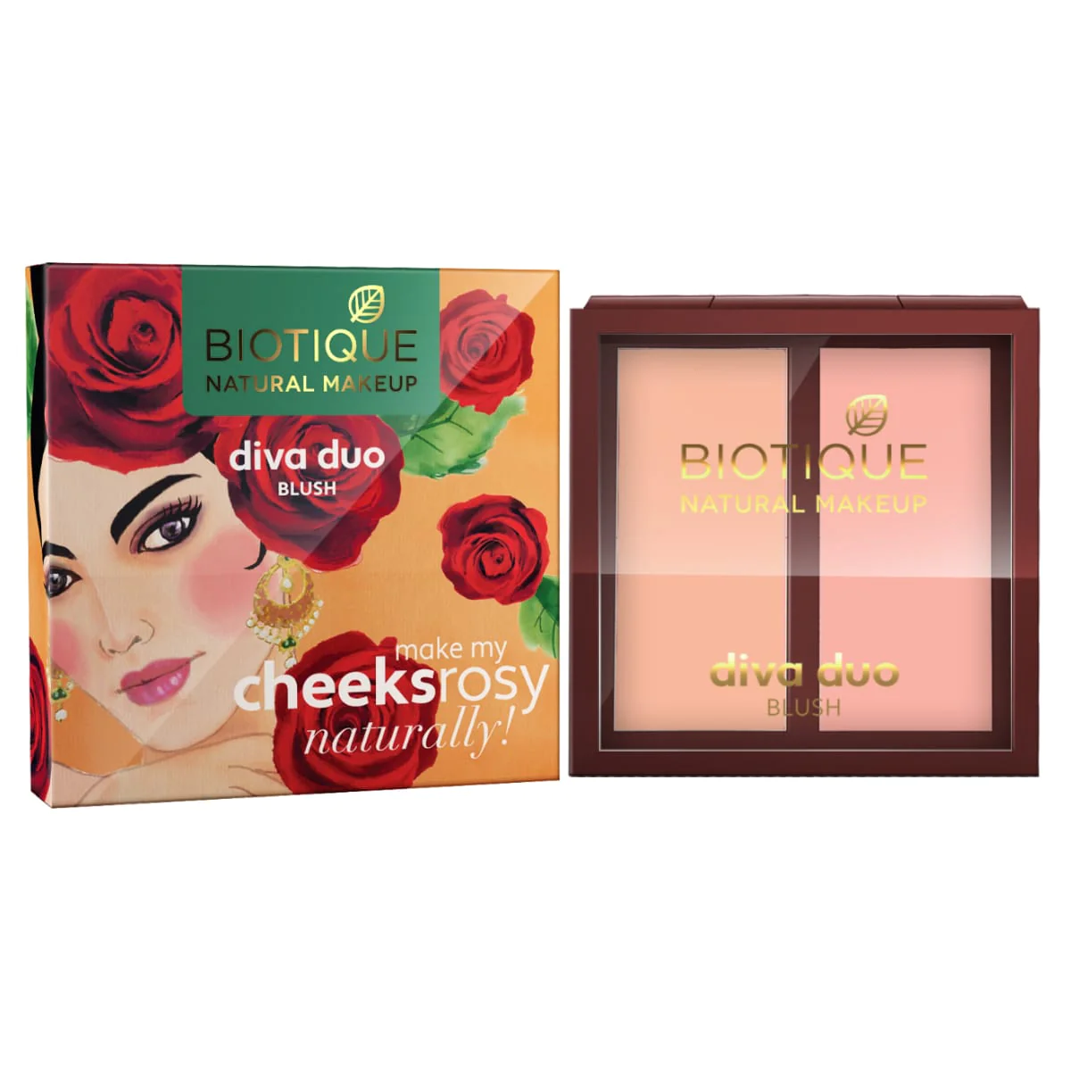 Biotique Natural Makeup Diva Duo Blush, Pastel N Peach, 9g