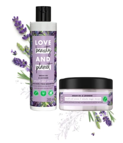 Love Beauty and Planet Argan & Lavender Frizz Free Combo Shampoo & Mask - ( 200ml + 200ml)