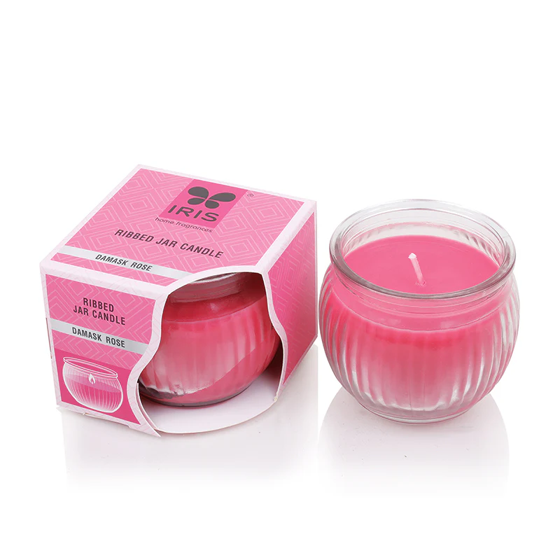 Cycle Ribbed Jar candle - Damask Rose 110gm