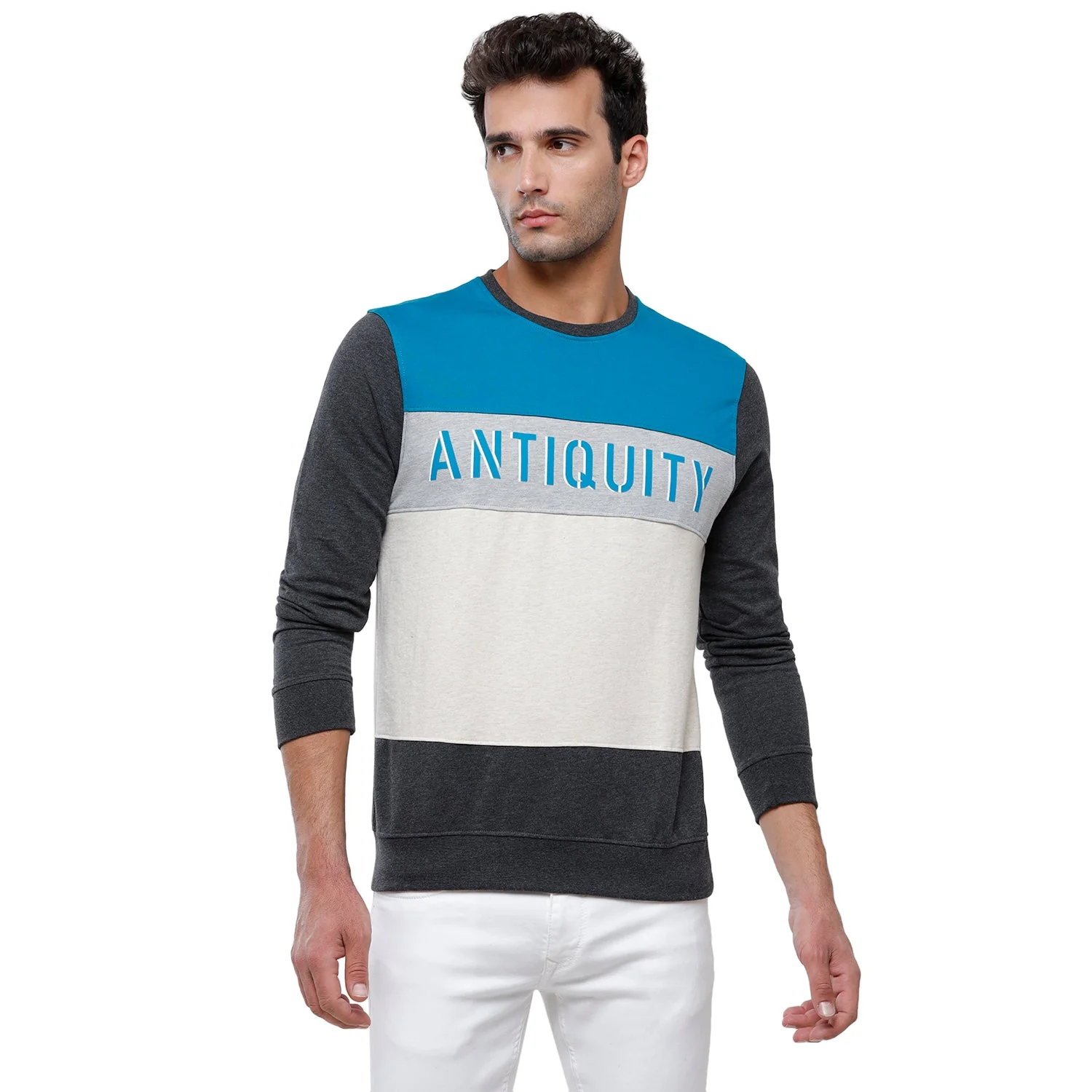 Classic Polo Men's Color Block Full Sleeve Multi Round Neck Sweat Shirt - CPSS-315B