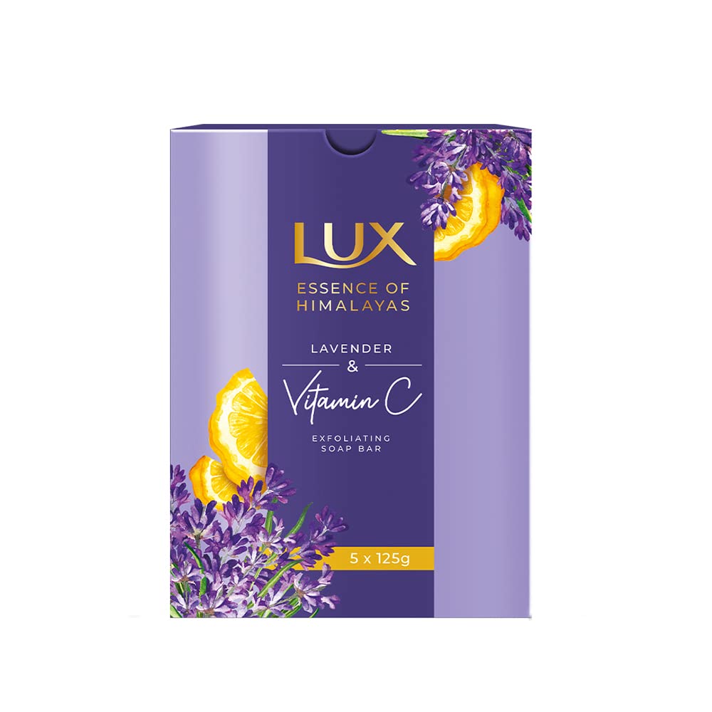Lux Exfoliating Soap Bar - Lavender & Vitamin C, 125 g (Pack of 5)