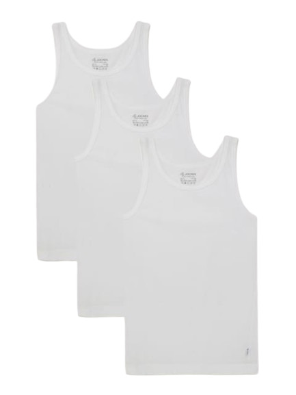 Boy's Super Combed Cotton Round Neck Sleeveless Vest - White(Pack of 3)