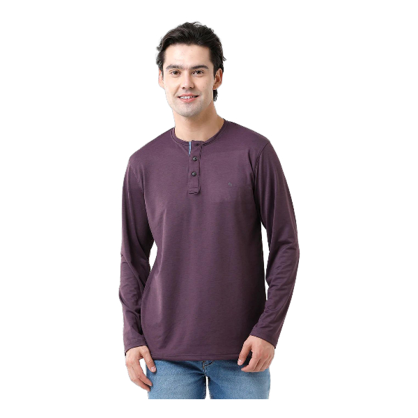 Classic Polo Mens Cotton Full Sleeve Solid Slim Fit Round Neck Brown Color T-Shirt | Verno - 311 A