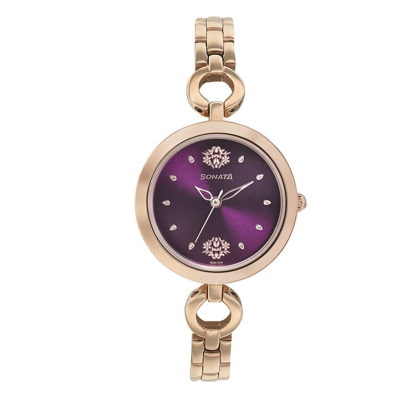 Sonata Wedding Purple Dial Women Watch With Stainless Steel Strap NR8147WM03