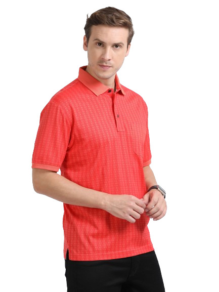 Classic Polo Mens Cotton Half Sleeves Floral Authentic Fit Polo Neck Red Color T-Shirt | Swank - 05 B Af P