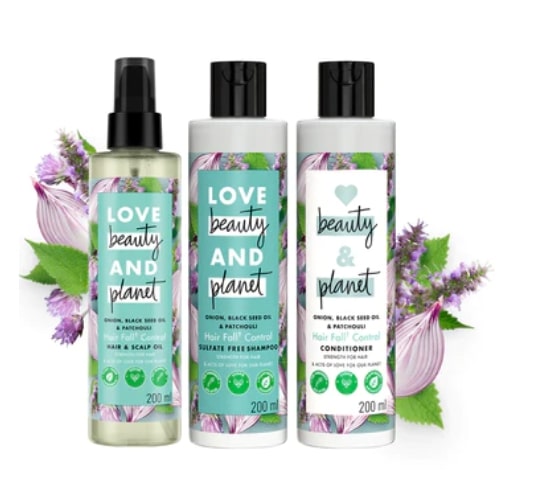 Love Beauty and Planet Onion, Black Seed & Patchouli Hairfall Control Combo Shampoo, Conditioner & Hair Oil Combo - (200ml+200ml+200ml)