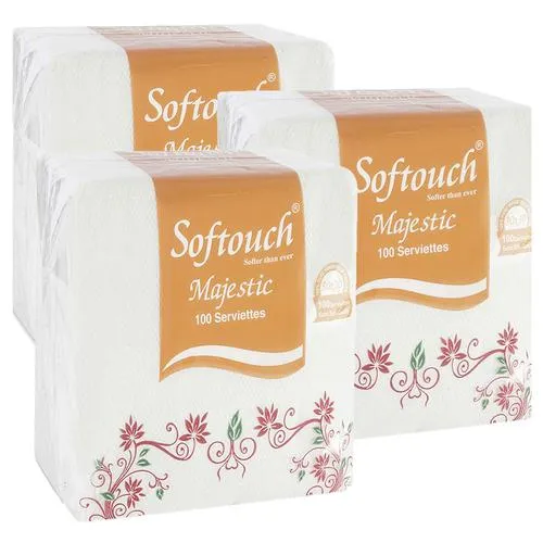 Softouch Napkin Excel Tissues - 2 Ply, Assorted Colours, 3 pcs (100 Sheets Each)