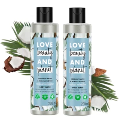 Love Beauty and Planet New Hydration Coconut Water & Mimosa Flower Body Wash (200ml + 200ml) (Pack of 2)