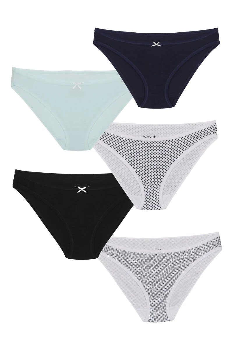Amante every de Assorted Low Rise Bikini (Pack of 5) - Mixed Combo 1