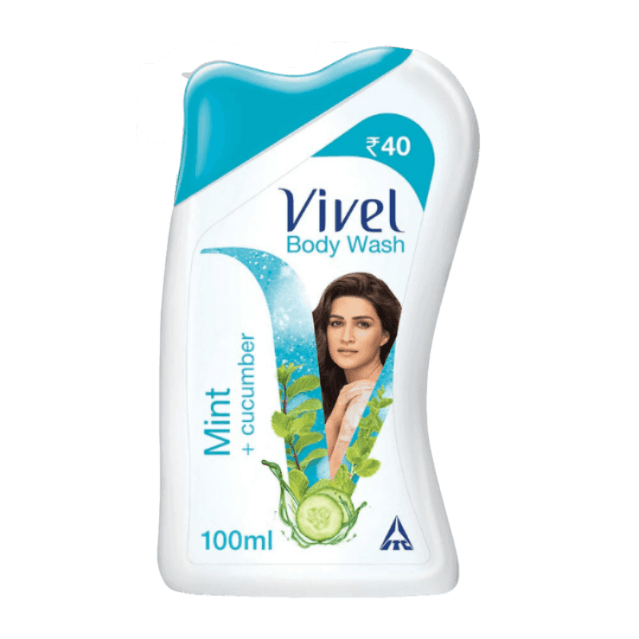 Vivel Body Wash, Mint & Cucumber Shower Creme, Cooling and Moisturising, For soft and smooth skin, High Foaming Formula, 100ml, For women and men