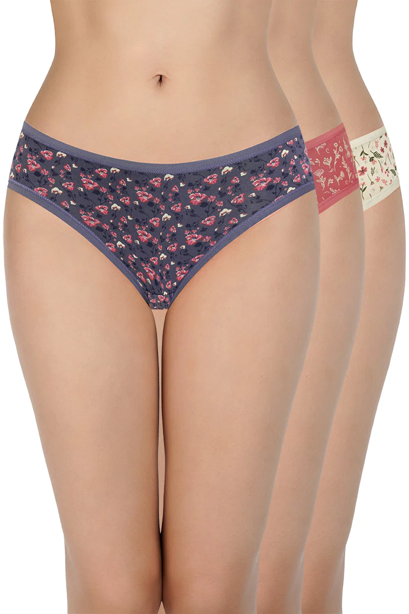 Amante  Print Low Rise Bikini Panties (Pack of 3)-C455
