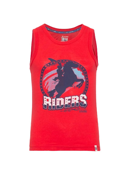 Boy's Super Combed Cotton Graphic Printed Tank Top - Team Red