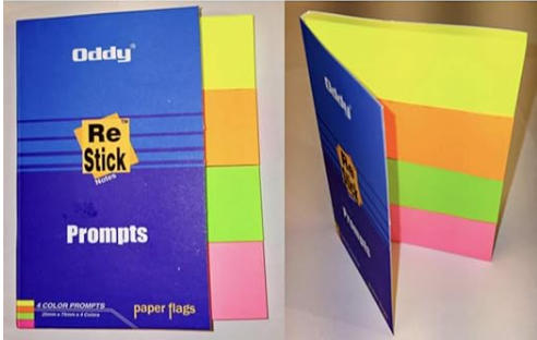 Oddy Prompt Sticky Notes - Paper Flags, 25 mm x 75 mm, 4 Colours, 200 pcs