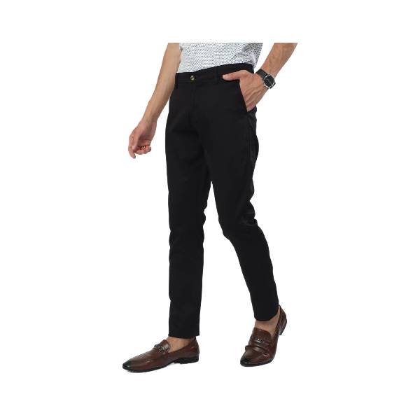 Classic Polo Men's Moderate Fit Cotton Trousers | CR-TRS-SATIN-BLACK MF LY