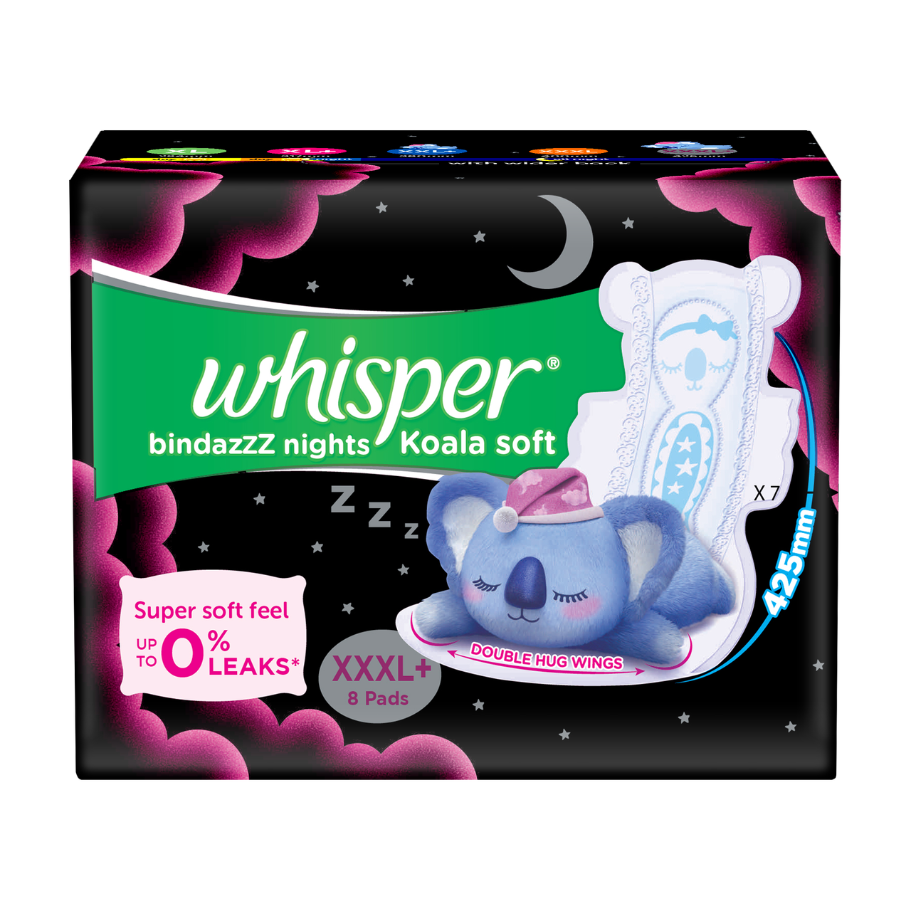 Whisper Ultra Night Sanitary Pads for Women - XXXL+ 8 Napkins