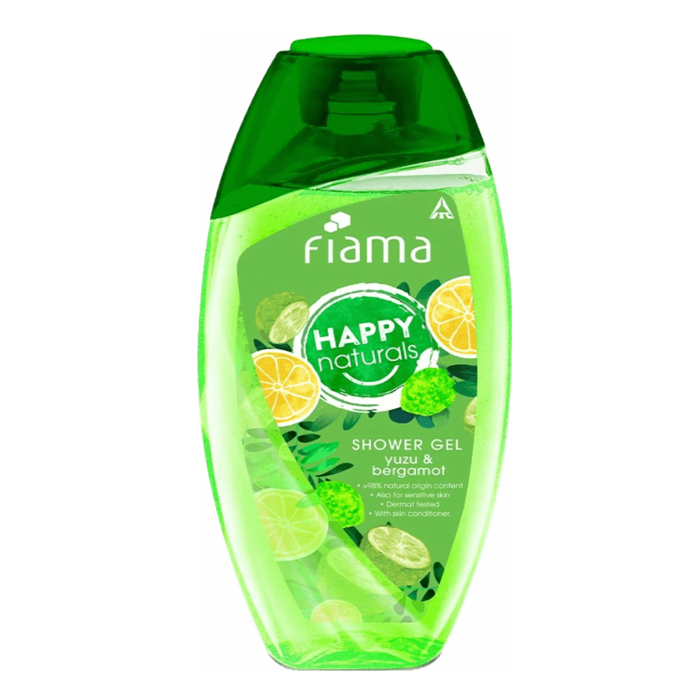 Fiama Happy Naturals shower gel, yuzu and bergamot with 97% natural origin content, skin conditioners for moisturized skin,safe on sensitive skin bodywash 250ml bottle