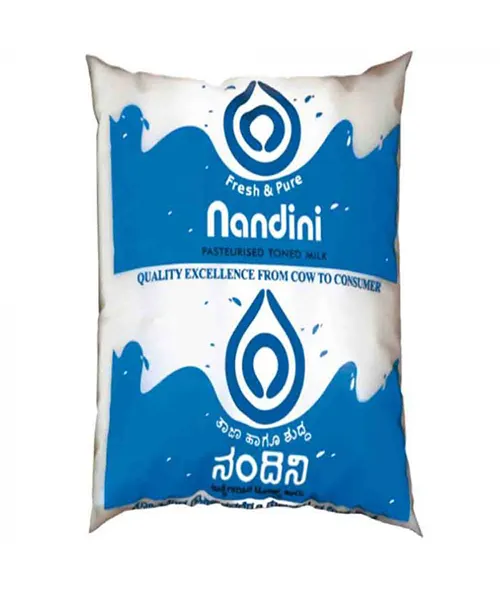 Nandini Pasteurised Toned Milk- 500ml Pouch