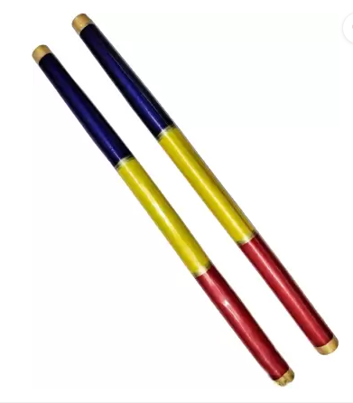 Wooden Colorful Kolattam/Dhandiya 1 Pair Sticks  Big  (Pack of 2Nos.) - Shree Channapatna Toys
