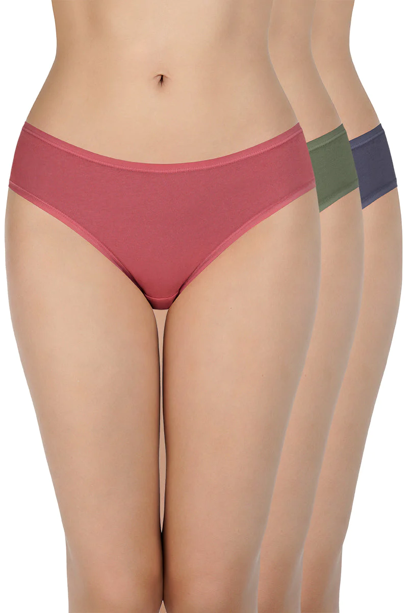 Amante  Solid Low Rise Bikini Panties (Pack of 3)-C444