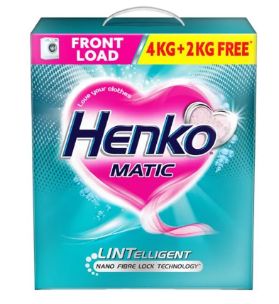 Henko Matic Front Load Detergent Powder - With Nano Fibre Lock Technology 4 kg (Get 2 kg Free)
