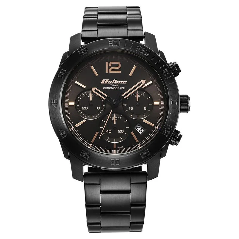 Titan Octane Classic Sporty Quartz Chronograph Black Dial Stainless Steel Strap watch for Men