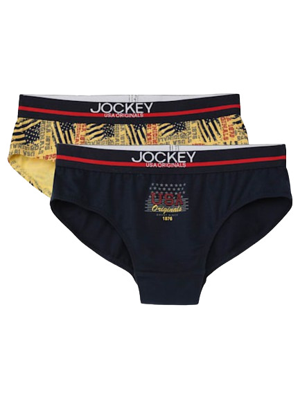 Jockey Boy's Super Combed Cotton Elastane Stretch Printed Brief with Ultrasoft Waistband - Assorted Prints(Pack of 2)