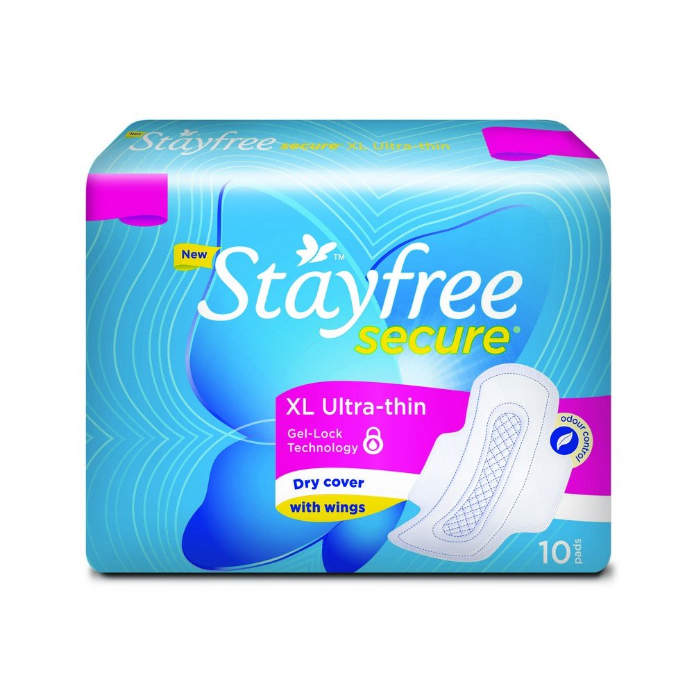 Stayfree Secure XL Ultra Thin Sanitary napkins with Wings (10 Count)