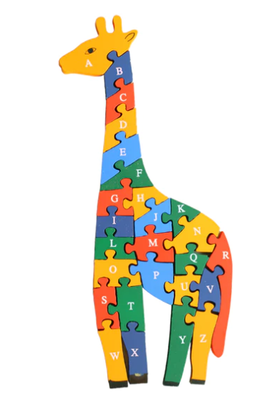 Wooden Learning Alphabets & Numbers | Giraffe Puzzle Game | 26 Pcs - Shree Channapatna Toys