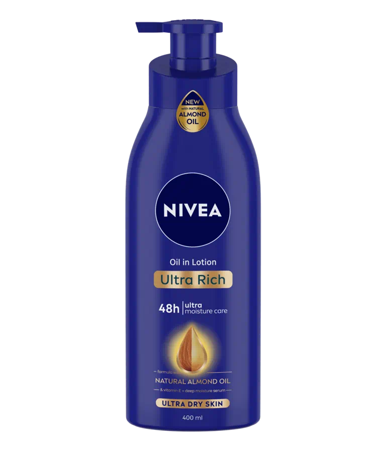 NIVEA Oil In Lotion - Ultra Rich, With Natural Almond Oil, For Extreme Dry Skin, 48H Moisture Care